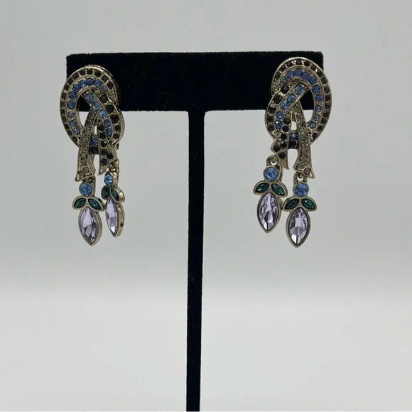 RARE Heidi Daus NWOT Crystal Pearl Peace Sign Necklace & Earring Set | Vintage - Picture 8 of 10